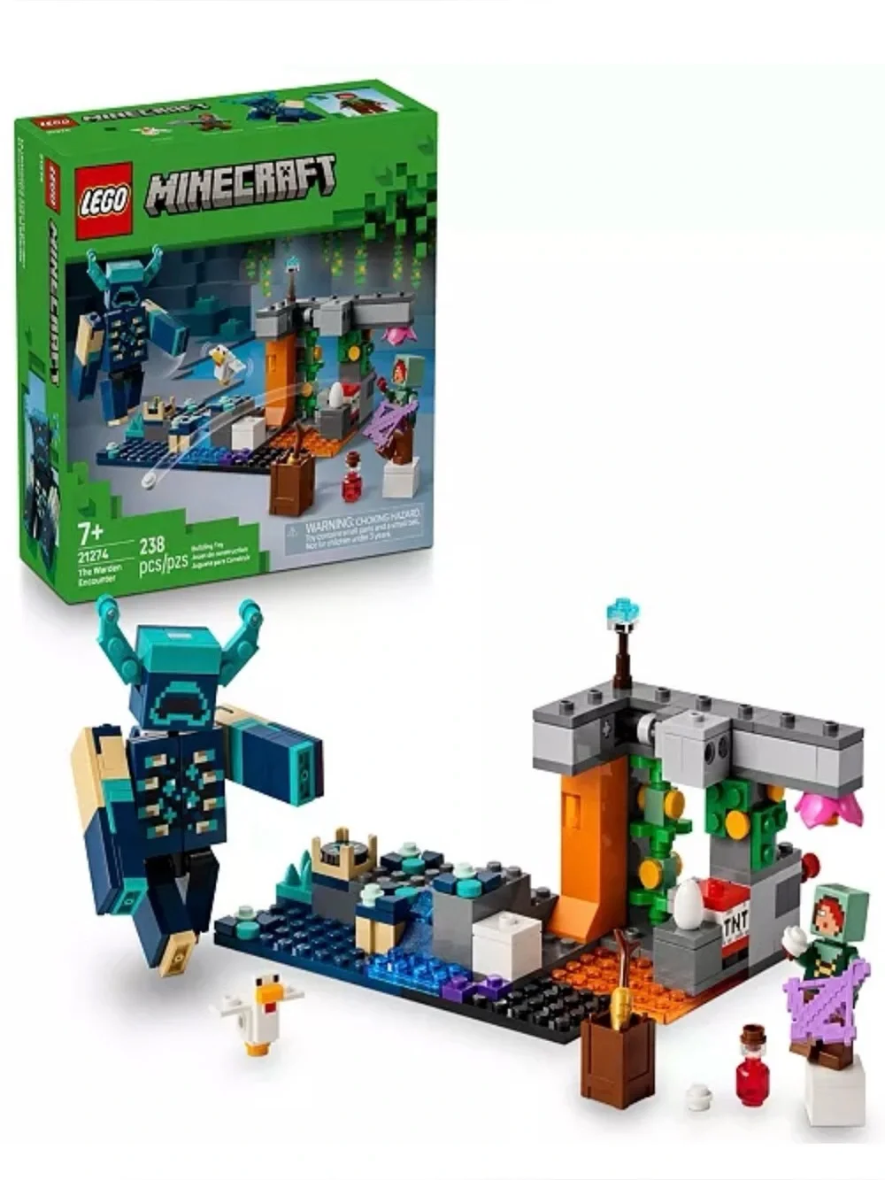 LEGO Minecraft Warden Encounter Playset - Blue, Teal, Green